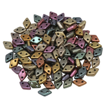 CzechMates® Diamond 2 Hole Beads -- Metallic Bronze Iris Matte