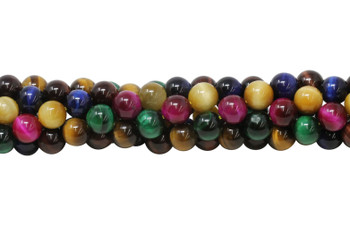 Mixed Tiger Eye A Grade Dyed Polished 8mm Round