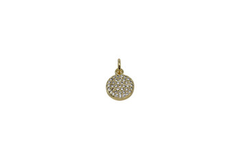 Gold Micro Pave 10mm Coin Charm