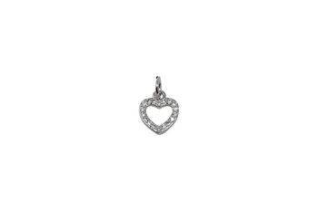 Silver Micro Pave 7x9mm Open Heart Charm