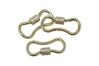 Gold Micro Pave Bone Shape Carabiner Clasp