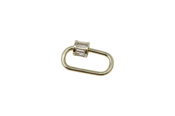 Gold Micro Pave Oval Carabiner Clasp