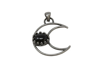 Black Obsidian Crescent Moon Pendant