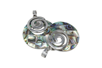 Abalone Silver Spiral Mosaic Pendant