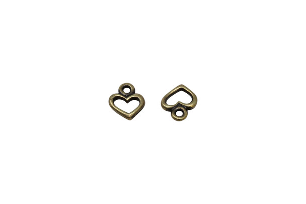 Brass Plated 8.25x9.5mm Open Heart Charm