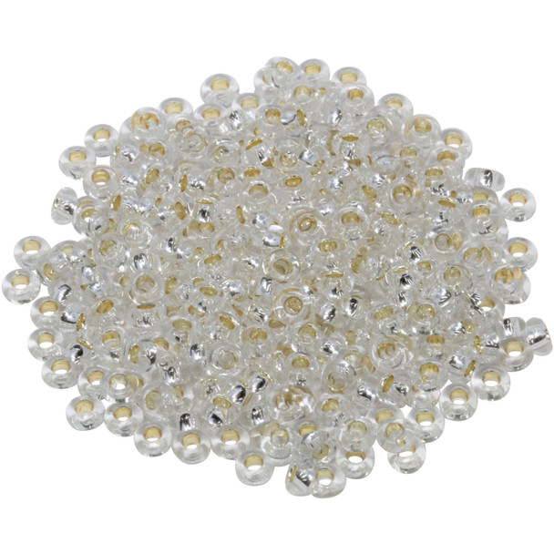 Size 6 Toho Demi Round Seed Beads -- Crystal / Silver Lined Permanent Finish