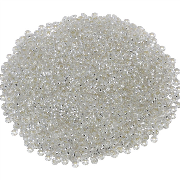 Size 11 Toho Demi Round Seed Beads -- Permanent Finish Crystal / Silver Lined