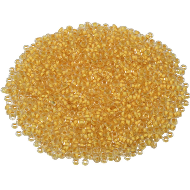 Size 11 Toho Demi Round Seed Beads -- Crystal Frosted / Butter Lined