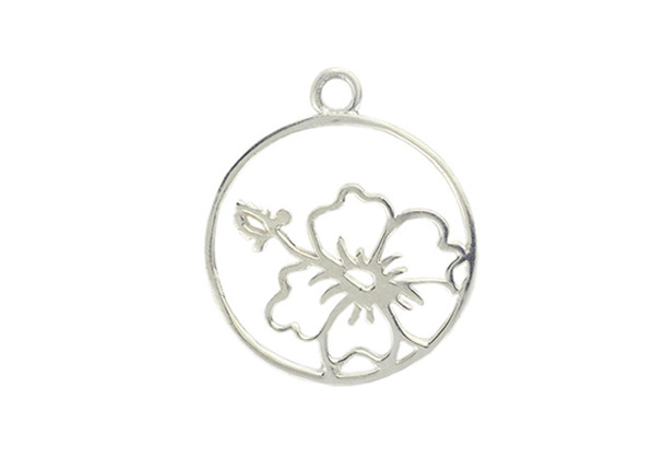 Framed Hibiscus Flower - Sterling Silver