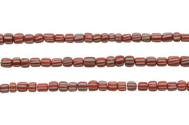 Gooseberry Glass Matte 4-5mm Semi Round - Orange Striped