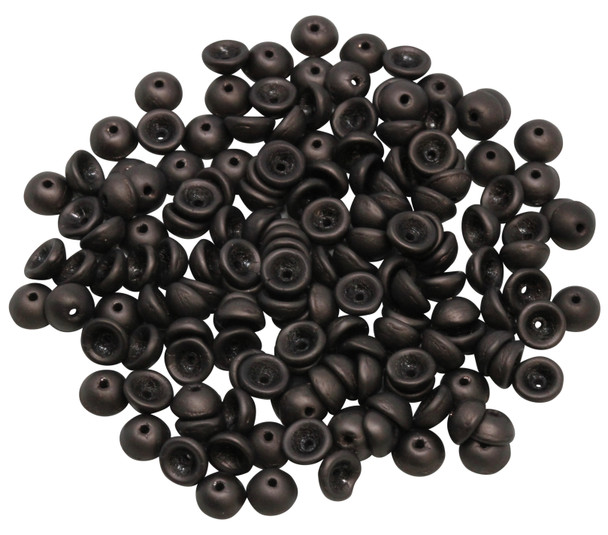 Czech Glass Teacup Beads -- Dark Bronze Matte