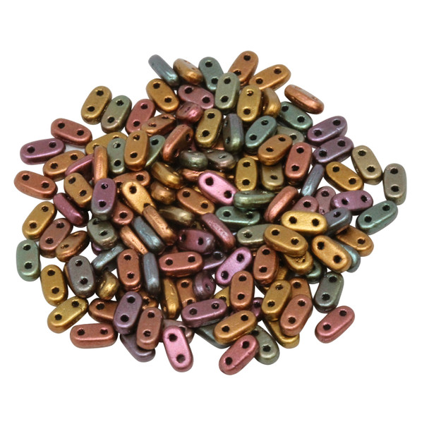 CzechMates® 2 Hole Bar Beads -- Metallic Bronze iris Matte