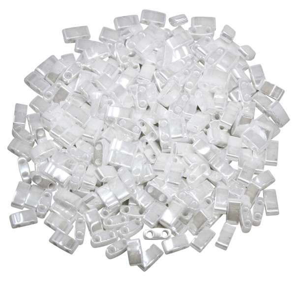 1/2 Cut 5mm Tila Beads -- White Luster