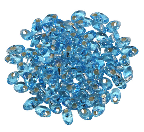 4x7mm Magatamas -- Aqua / Silver Lined