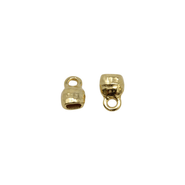 Distressed 4x2mm Crimp End Cap - Gold Plated