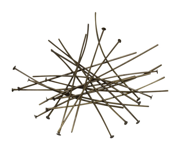 Antique Brass Plated 2" Long 20 Gauge Head Pins - 20 Pieces