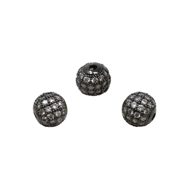 Gunmetal 8mm Micro Pave Round Bead