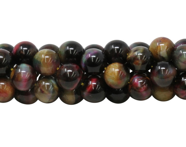 Tiger Eye Polished 12mm Round Galaxy - Autumn Mix