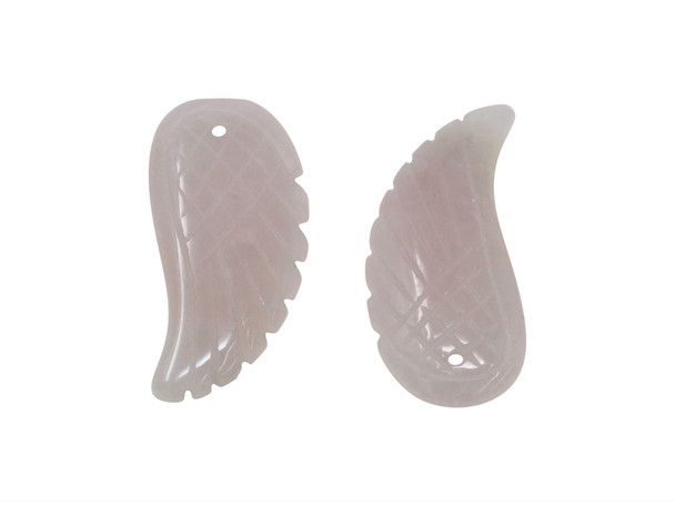 Rose Quartz Polished 16x35mm Carved Angel Wing Bead / Pendant