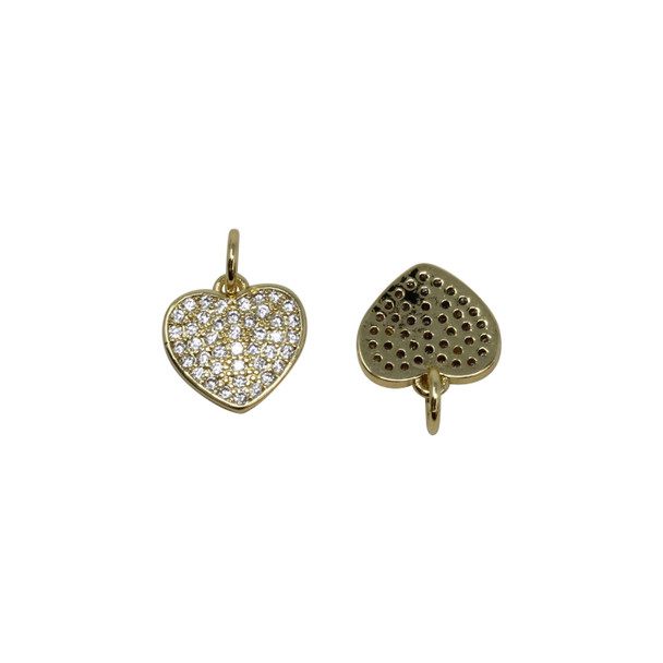 Gold Micro Pave 9mm Heart Charm