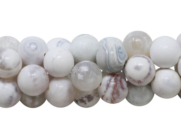 White Fire Agate Polished 12mm Round