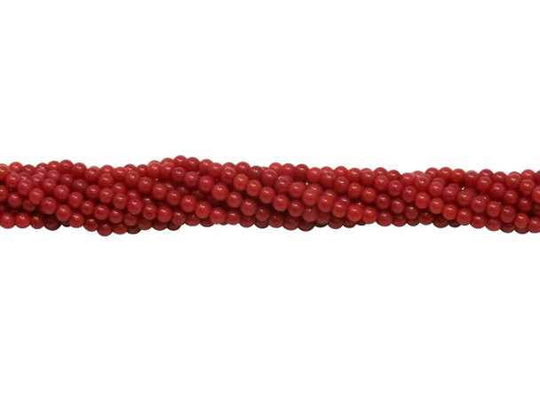 Red Coral Dyed Polished 2mm Round