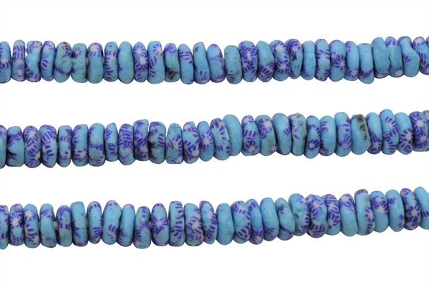 Recycled Fused Glass 12mm Rondelle - Blue