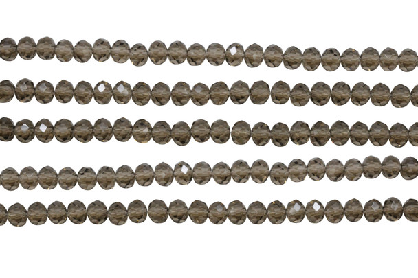 Glass Crystal Polished 4.5x6mm Faceted Rondelle - Transparent Smoky Topaz