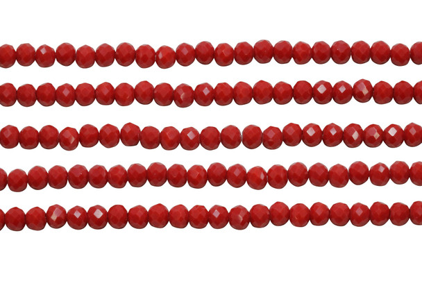 Glass Crystal Polished 4.5x5.5mm Faceted Rondelle - Red Opal