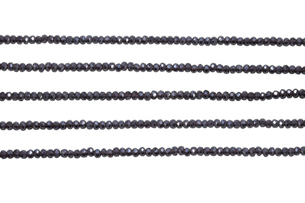 Glass Crystal Polished 2x3mm Faceted Rondelle - Transparent Mauve Grey Satin