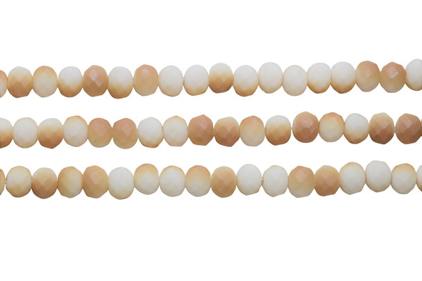 Glass Crystal Matte 5.5x7.5mm Faceted Rondelle - Opaque Peaches and Cream