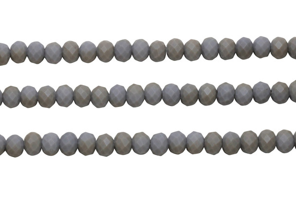 Glass Crystal Matte 5.5x7mm Faceted Rondel - Opaque Lavender Grey / Champagne