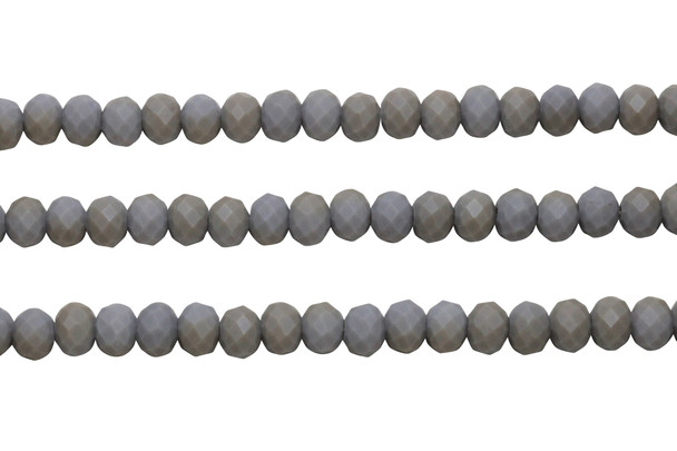 Glass Crystal Matte 5.5x7mm Faceted Rondelle - Opaque Lavender Grey / Champagne