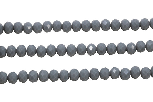 Glass Crystal Polished 6x7mm Faceted Rondelle - Opaque Dark Grey