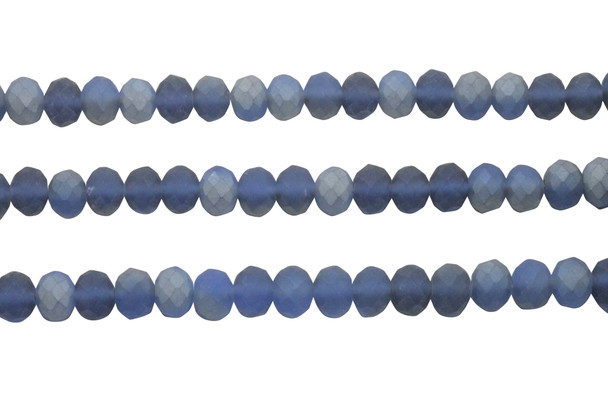 Glass Crystal Matte 8x6mm Faceted Rondel - Blue Grey