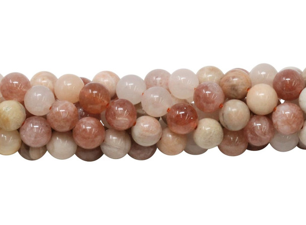 Multi Color Peach Moonstone Polished 8mm Round