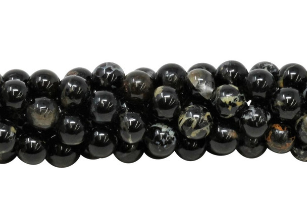 Black Tourmaline in Mica Grade A Polished 8mm Round