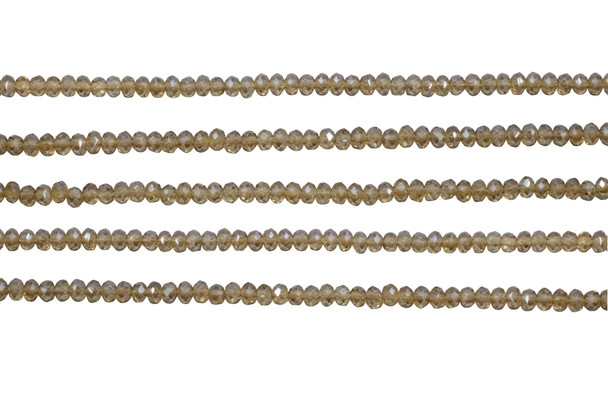 Glass Crystal Polished 2x3mm Faceted Rondelle - Transparent Medium Topaz