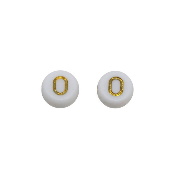 Acrylic White and Gold Alphabet Bead - O