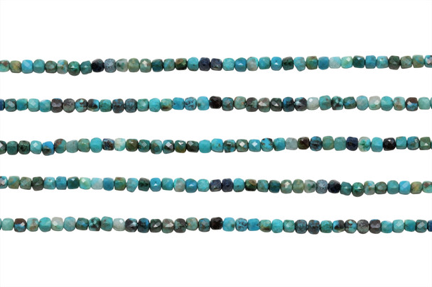 Chrysocolla Polished 2mm Faceted Cube