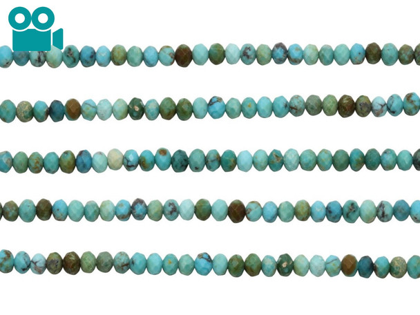 Chinese Turquoise Polished 4x3mm Faceted Rondelle