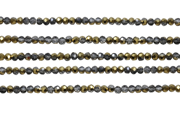 Glass Crystal Polished 3.5x4mm Faceted Rondelle - Transparent Half Gold Plated