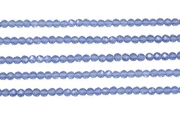 Glass Crystal Polished 3.5x4mm Faceted Rondelle - Light Sapphire Blue