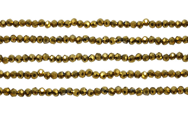 Glass Crystal Polished 3.5x4mm Faceted Rondelle - Gold Plated