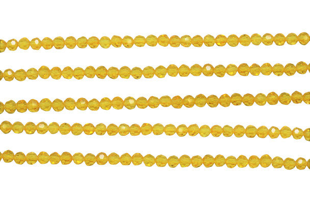 Glass Crystal Polished 4mm Faceted Rondelle - Golden Yellow