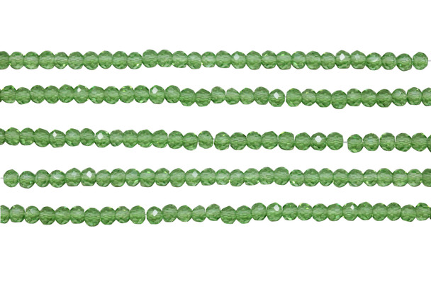 Glass Crystal Polished 3x4mm Faceted Rondelle - Light Green