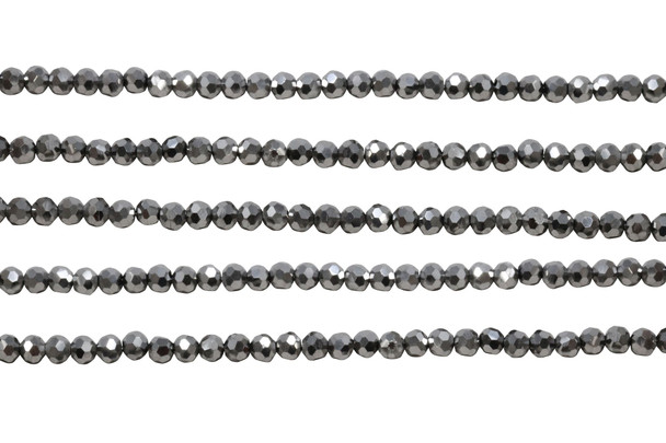 Glass Crystal Polished 3.5x4mm Faceted Rondelle - Silver Plated
