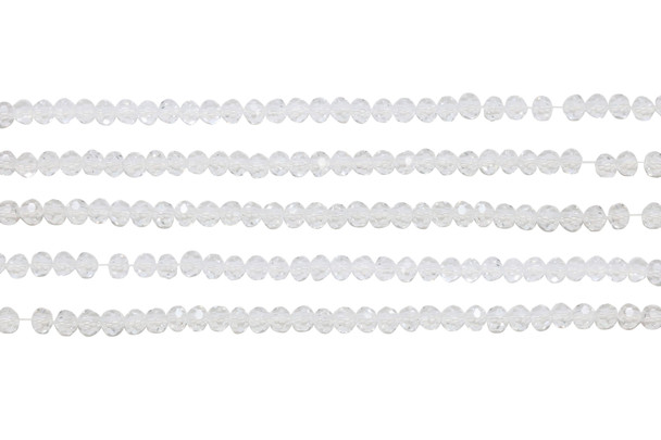 Glass Crystal Polished 4mm Faceted Rondelle - Clear