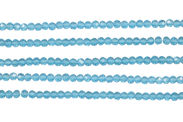 Glass Crystal Polished 3.5x4mm Faceted Rondelle - Transparent Aquamarine