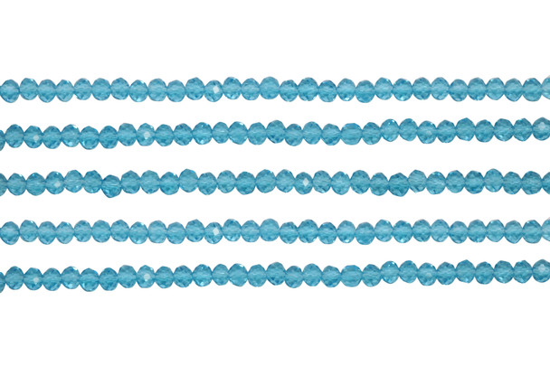 Glass Crystal Polished 3x4mm Faceted Rondelle - Transparent Aquamarine